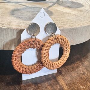 Woven Hoop Earrings with Gold Studs